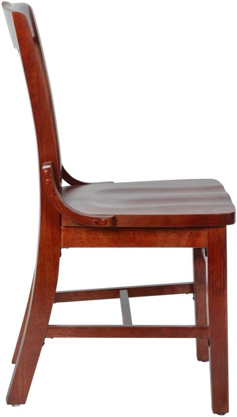 Flash Furniture Hercules Series School House Back Wood Restaurant Chair, Classic Armless Dining Chair for Restaurants/Kitchens, Mahogany Wood Finish