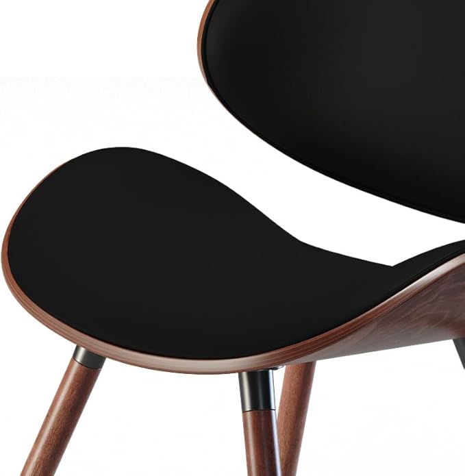 SIMPLIHOME Marana/Watkins 5-Piece Dining Set, 66 inch Wide Solid Mango Wood Table and 6 Upholstered Bentwood Chairs in Black, Mid-Century Modern Style for Dining Room with Curved Back (Set of 5)