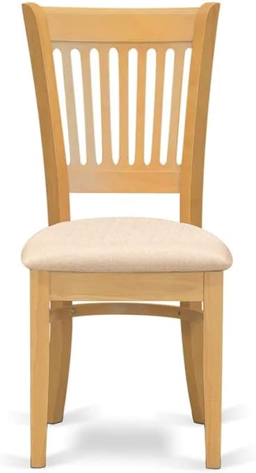 East West Furniture ANVA3-OAK-C 3 Piece Kitchen Table Set for Small Spaces Contains a Round Dining Room Table with Pedestal and 2 Linen Fabric Upholstered Chairs, 36x36 Inch, Oak