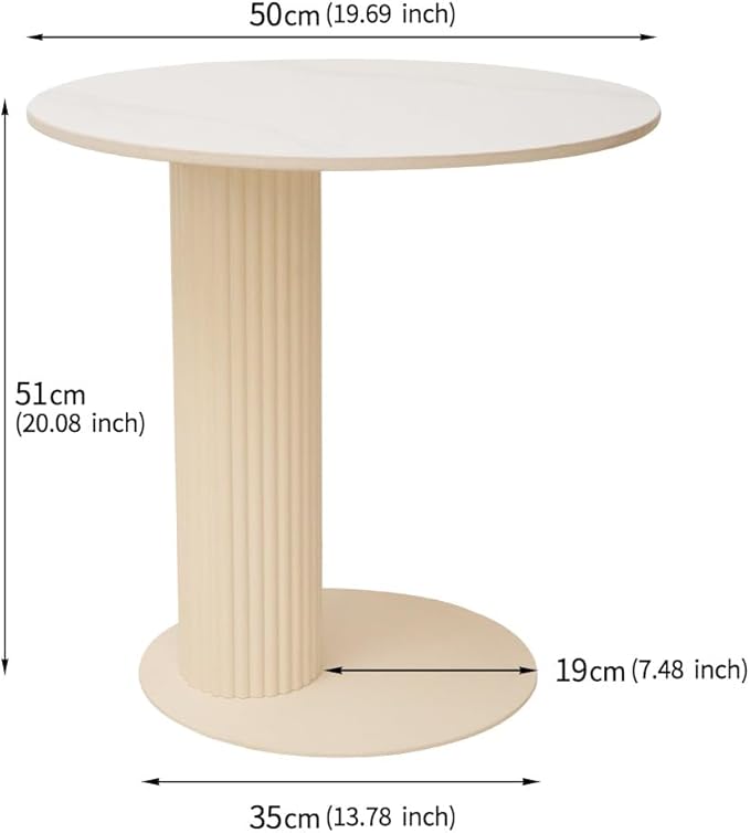 Side Table with Marble Top Metal Roman Colum End Table Modern Sofa Side End Table Coffee Round Side Desk for Couch Living Room Bedroom White