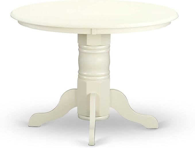 East West Furniture SHCL3-LWH-W 3 Piece Dining Table Set for Small Spaces Contains a Round Kitchen Table with Pedestal and 2 Dining Chairs, 42x42 Inch, Linen White
