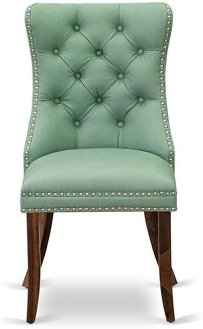 East West Furniture ANDA3-AWA-22 3 Piece Kitchen Table & Chairs Set Includes a Round Dining Table with Pedestal and 2 Polyester Fabric Upholstered Chairs, 36x36 Inch, Antique Walnut