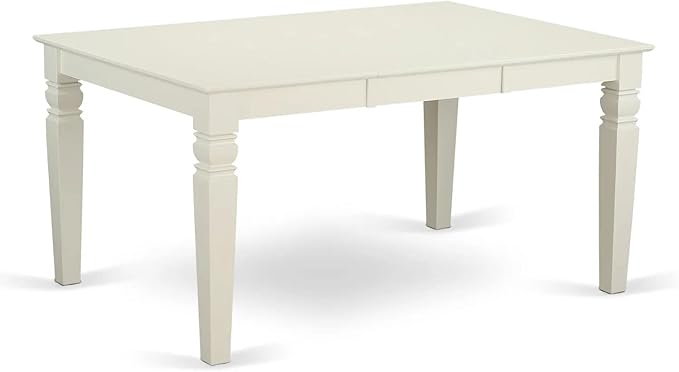 East West Furniture LGDA5-LWH-23 5 Piece Dining Set Contains a Rectangle Kitchen Table with Butterfly Leaf and 4 Polyester Fabric Upholstered Chairs, linen white