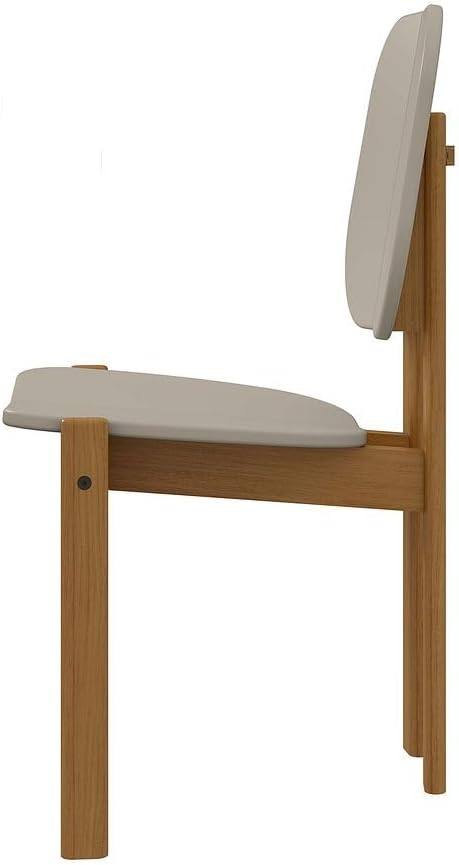 Manhattan Comfort Mid-Century Modern Gales Dining Chair with Solid Wood Legs in Greige - Set of 4