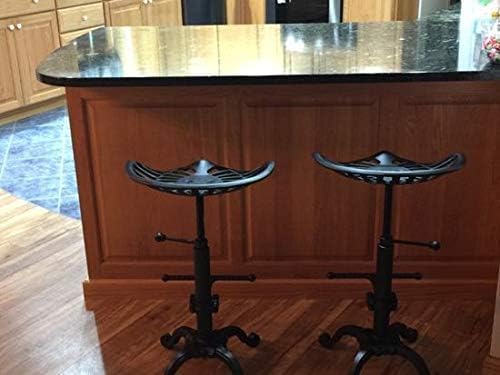 LOKKHAN Rustic Industrial Bar Stool - Cast Iron Tractor Seat - Adjustable Counter Height Swivel Breakfast Bar - Farmhouse Metal Stool - 19.7-26.8 Inch Seat Height