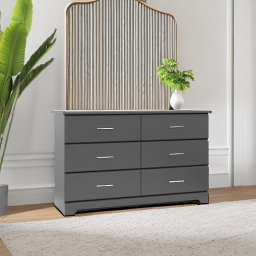 Storkcraft Brookside 6-Drawer Dresser (Gray) – GREENGUARD Gold Certified, Nursery & Kids Storage, Nursery Essentials, Kids Room Storage, Durable Bedroom Dresser