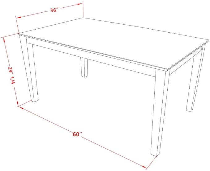 East West Furniture CAAD6-LWH-LC 6 Piece Dining Table Set Contains a Rectangle Dining Room Table and 4 Faux Leather Upholstered Chairs with a Bench, 36x60 Inch, Linen White