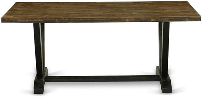 East West Furniture VT677 V-Style Mid-Century Modern Dining Table - a Rectangle Solid Wood Table Top with Stylish Legs, 40x72 Inch, Multi-Color