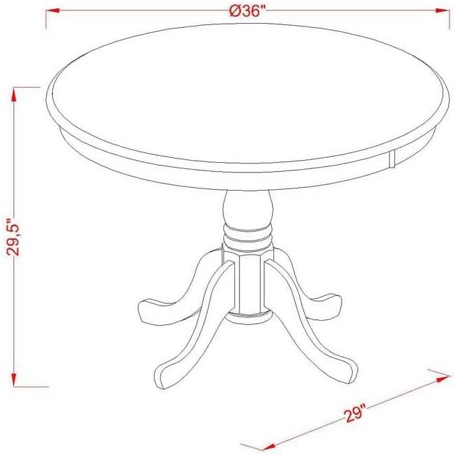 East West Furniture AMDA3-BCH-C 3 Piece Kitchen Table Set for Small Spaces Contains a Round Dining Room Table with Pedestal and 2 Linen Fabric Upholstered Chairs, 36x36 Inch, Black & Cherry