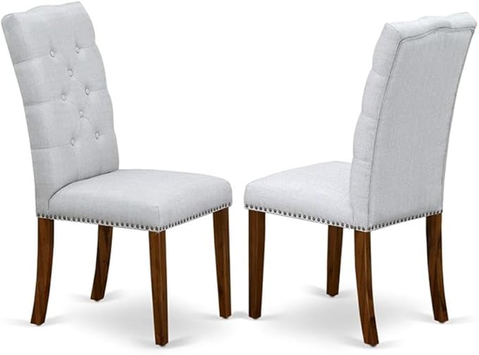 East West Furniture DLEL3-AWA-05 3 Piece Kitchen Table & Chairs Set Consist of a Round Dining Table with Dropleaf and 2 Upholstered Parson Chairs, 42x42 Inch, Antique Walnut