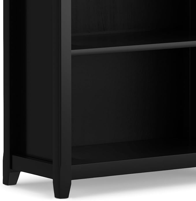 SIMPLIHOME Amherst Bookcase - 70 inch Tall 5-Shelf Solid Wood Bookshelf in Black, Transitional Storage for Living Room, Study Room or Office with Adjustable Shelves and Tapered Legs