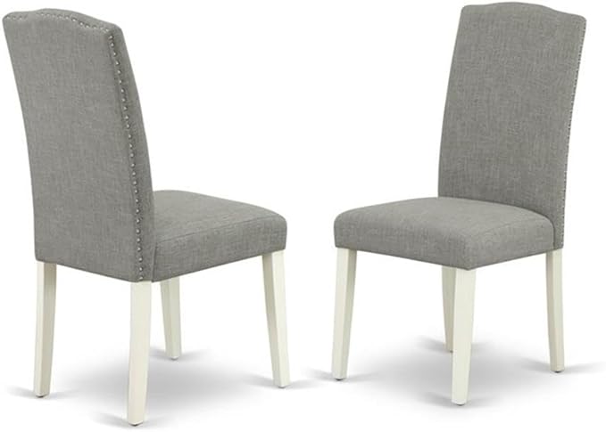 East West Furniture DOEN7-LWH-06 7 Piece Dining Room Set Consist of a Rectangle Wooden Table with Butterfly Leaf and 6 Dark Shitake Linen Fabric Parson Dining Chairs, 42x78 Inch, Linen White