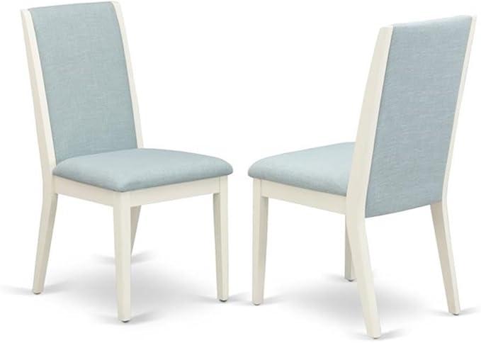East West Furniture X077LA015-5 5 Piece Kitchen Table Set for 4 Includes a Rectangle Dining Room Table with X-Legs and 4 Baby Blue Linen Fabric Parsons Chairs, 40x72 Inch, Multi-Color