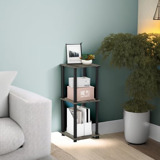 Furinno Simplistic Set of 2 End Table, French Oak Grey/Black