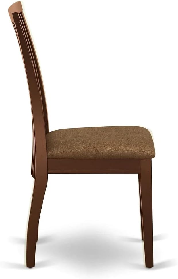 East West Furniture HBIP5-MAH-C 5 Piece Dinette Set for 4 Includes a Round Dining Room Table with Pedestal and 4 Linen Fabric Upholstered Dining Chairs, 42x42 Inch, Mahogany
