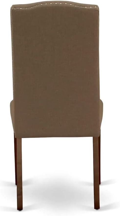 East West Furniture NDEN5-MAH-18 5 Piece Dining Table Set Includes a Rectangle Dining Room Table with Dropleaf and 4 Dark Coffee Linen Fabric Upholstered Chairs, 30x48 Inch, Mahogany