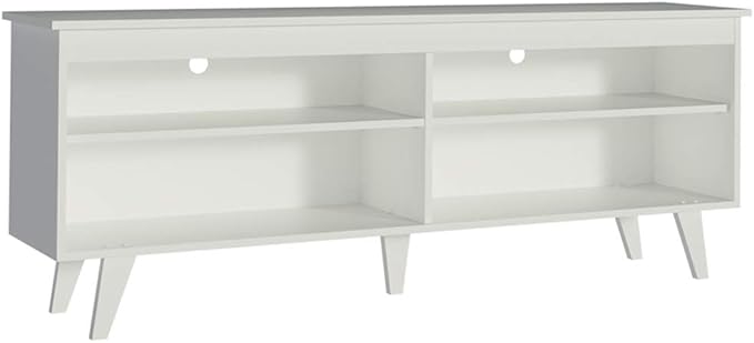 Madesa TV Stand Entertainment Center with 4 Shelves and Cable Management for 55, 65 Inch TV Media Storage Gaming Media Console Living Room and Bedroom Modern Wooden Television - White