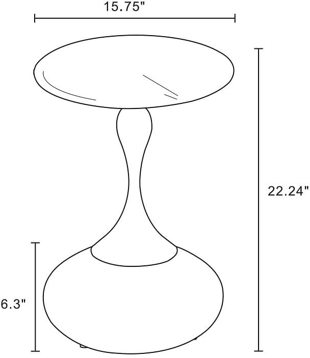 Manhattan Comfort Patchin Modern 15.75" Round End Table - Sleek Wood-Finished Steel Base with Gold Tabletop, Fully Assembled Accent Furniture, Set of 1, Brown/Gold
