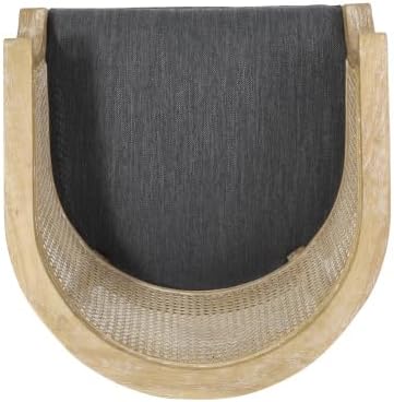 Ball & Cast Accent Chair French Country Lounge Living Room Chairs with Curved Backrest,Cane Webbing Seat w/Upholstered,Seating Furniture for Bedroom,Apartment,Charcoal