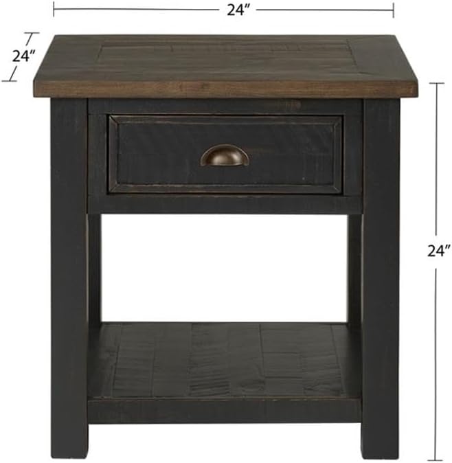 Martin Svensson Home Solid Wood End Table, Black with Brown Top