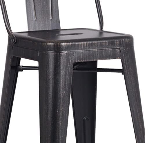 AC Pacific 24” Metal Barstool Set of 2 – Country Rustic Style with Low Back, Lightweight & Sturdy Build, Easy Assembly – Sanded Matte Midnight/Brushed Rusty Gold