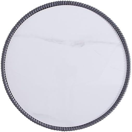 Manhattan Comfort Anderson Modern 18" Round End Table 2.0 | Ceramic Marble Tabletop, Elegant Pleated Leatherette Design & Gold Stainless Steel Base, Fully Assembled Accent Furniture, Set of 1, Grey