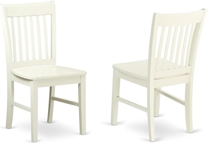 East West Furniture MZNO5-LWH-W 5 Piece Kitchen Table & Chairs Set Includes a Rectangle Dining Table with Dropleaf and 4 Dining Room Chairs, 36x54 Inch, Linen White