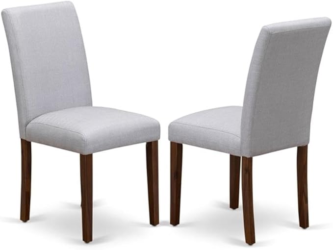 East West Furniture ANAB3-AWA-05 3 Piece Modern Dining Table Set Includes a Round Kitchen Table with Pedestal and 2 Parson Dining Chairs, 36x36 Inch, Antique Walnut