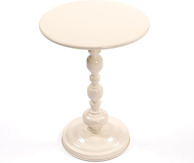 Drink Table for Small Spaces, Martini Table Cocktail Tables Drink Stand, Modern Small Side Pedestal Table, Accent End Metal Round Coffee Table for Living Room, Bedroom, Patio, Bar, White