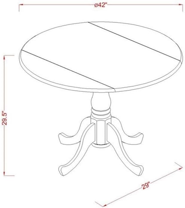 East West Furniture DMAV5-LWH-W 5 Piece Modern Dining Table Set Includes a Round Wooden Table with Dropleaf and 4 Dining Chairs, 42x42 Inch, Linen White