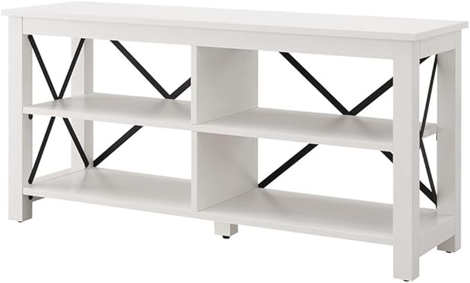 Henn&Hart Rectangular TV Stand for TV's up to 55" in White, TV Stands for the Living Room