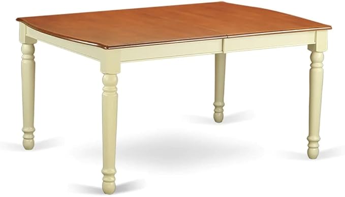 East West Furniture DOT-WHI-T Dover Modern Kitchen Table - a Rectangle Dining Table Top with Butterfly Leaf & Stylish Legs, 42x78 Inch, Buttermilk & Cherry