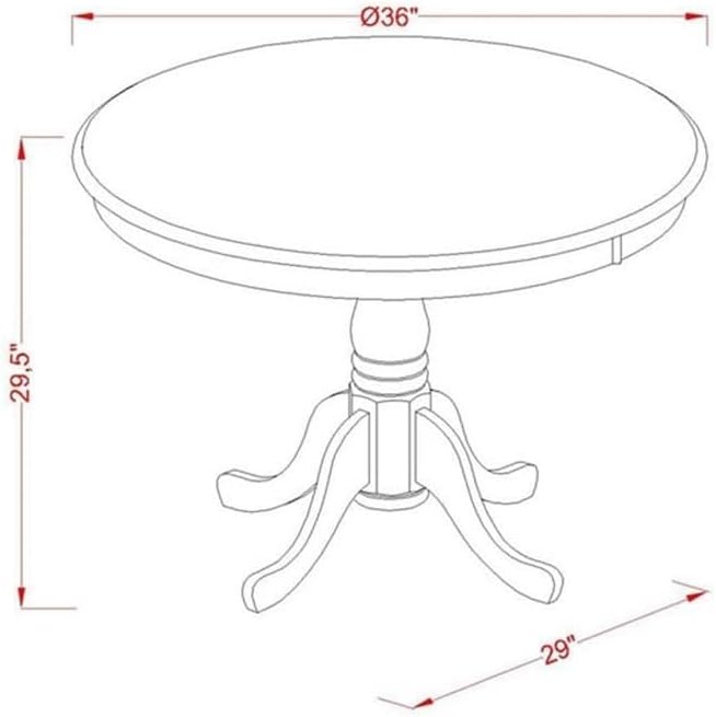 East West Furniture AMSI5-BCH-21 5 Piece Dining Room Furniture Set Includes a Round Kitchen Table with Pedestal and 4 Blue Linen Fabric Parsons Dining Chairs, 36x36 Inch, Black & Cherry