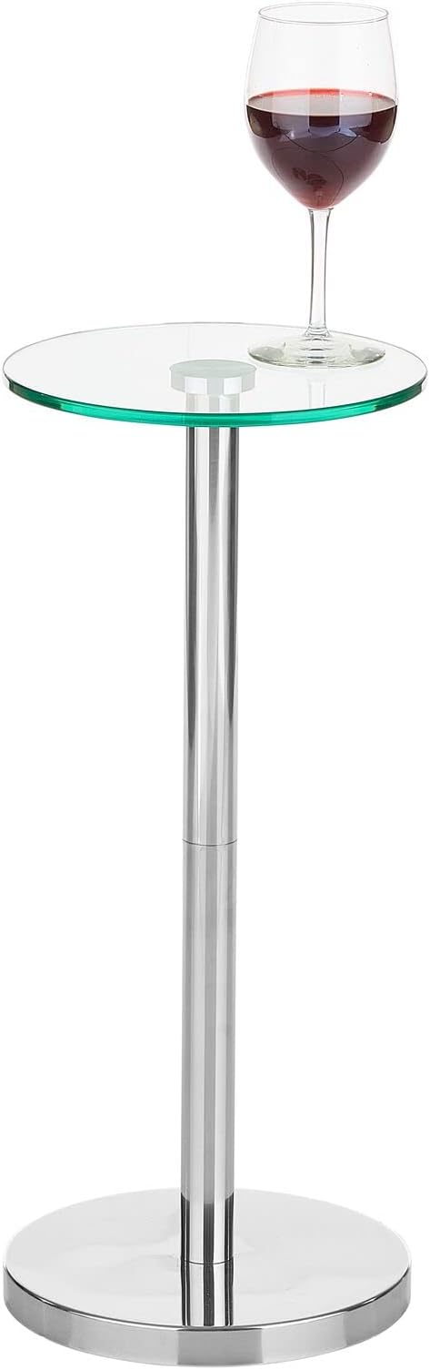 mDesign Side Table — Glass Top Nightstand for Bedrooms and Living Rooms — Living Room Table for Lamps and Other Décor — Clear/Chrome