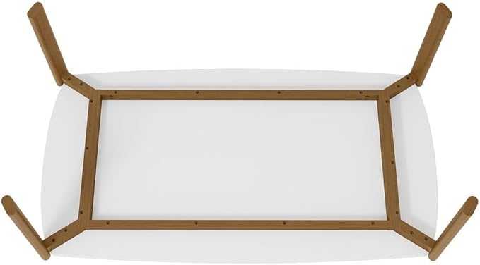 Manhattan Comfort Gales 70-Inch Mid Century Modern Dining Table for 6 Persons, Unique Minimalist Home Furniture with Solid Eucalyptus Wood Legs, Matte White