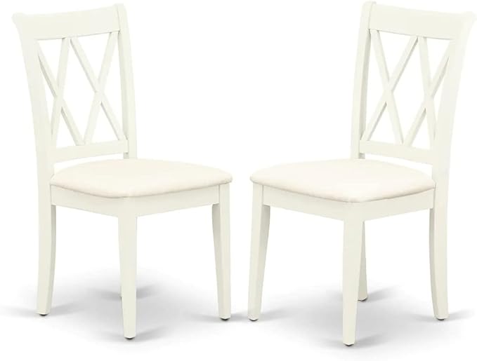 East West Furniture DOCL7-LWH-C 7 Piece Kitchen Table & Chairs Set Consist of a Rectangle Dining Table with Butterfly Leaf and 6 Linen Fabric Dining Room Chairs, 42x78 Inch, Linen White