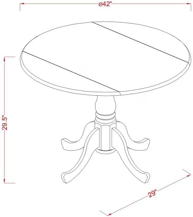 East West Furniture DLAB5-LWH-64 5 Piece Kitchen Table & Chairs Set Includes a Round Dining Room Table with Dropleaf and 4 White Faux Leather Parsons Dining Chairs, 42x42 Inch, Linen White