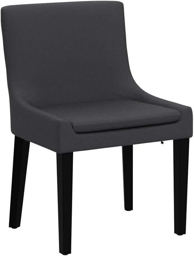 COLAMY Modern Dining Chairs Set of 6, Upholstered Corduroy Accent Side Leisure Chairs with Mid Back and Wood Legs for Living Room/Dining Room-Grey