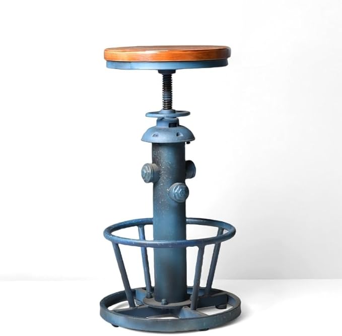 Retro Bar Stool Industrial Swivel Counter Stools for Kitchen Island 24.8-30.7inch Height Adjustable Vintage Fire Hydrant Design Coffee Stools Farmhouse Dining Chairs