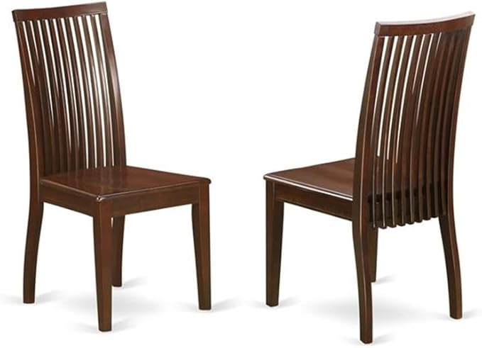 East West Furniture HBIP5-MAH-W 5 Piece Kitchen Table & Chairs Set Includes a Round Dining Room Table with Pedestal and 4 Solid Wood Seat Chairs, 42x42 Inch, Mahogany