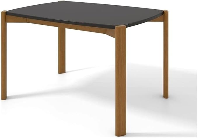 Manhattan Comfort Gales 47-Inch Mid Century Modern Dining Table for 2-4 Person, Unique Minimalist Home Furniture with Solid Eucalyptus Wood Legs, Matte Black