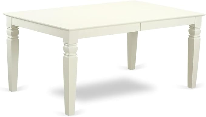 East West Furniture LGDA9-LWH-24 9 Piece Dinette Set Includes a Rectangle Dining Table with Butterfly Leaf and 8 Polyester Fabric Padded Chairs, 42x84 Inch, linen white