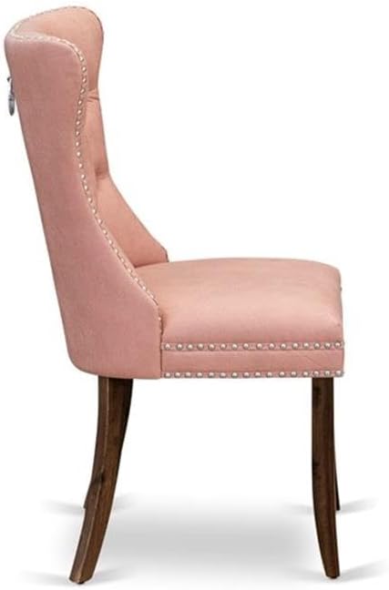 East West Furniture ANDA5-AWA-23 5 Piece Dinette Set Consists of a Round Dining Table with Pedestal and 4 Polyester Fabric Parson Kitchen Chairs, 36x36 Inch, Antique Walnut