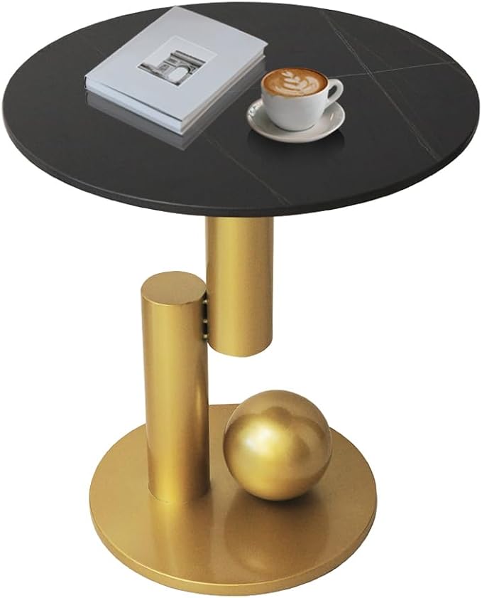 Side Table with Marble Top Metal Gold End Table Modern Sofa Side End Table Coffee Round Side Desk for Couch Living Room Bedroom
