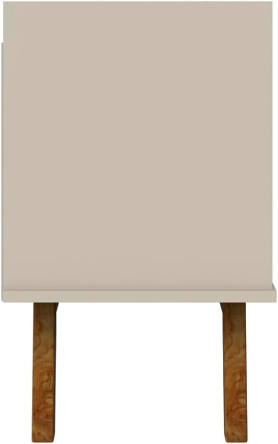 Manhattan Comfort Marcus Mid Century Modern 65 Inch TV Stand with Solid Wood Legs, Cable Management, 5 Shelves and Soft Close Doors, Entertainment Center and Media Console for Living Room, Off White