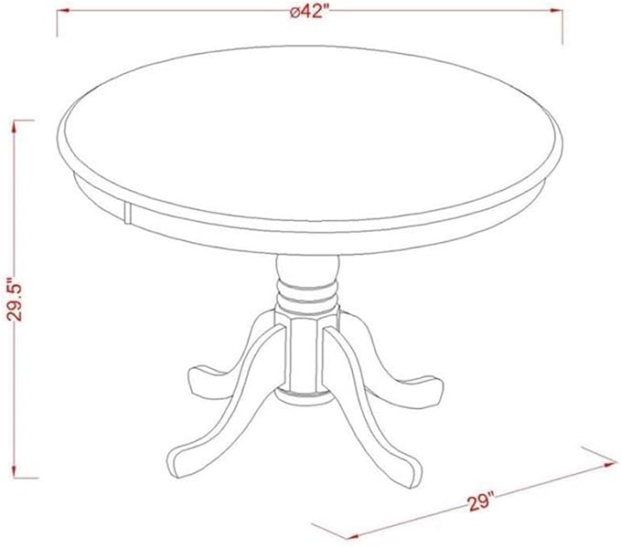 East West Furniture HBDU5-MAH-C 5 Piece Modern Dining Table Set Includes a Round Wooden Table with Pedestal and 4 Linen Fabric Dining Room Chairs, 42x42 Inch, Mahogany