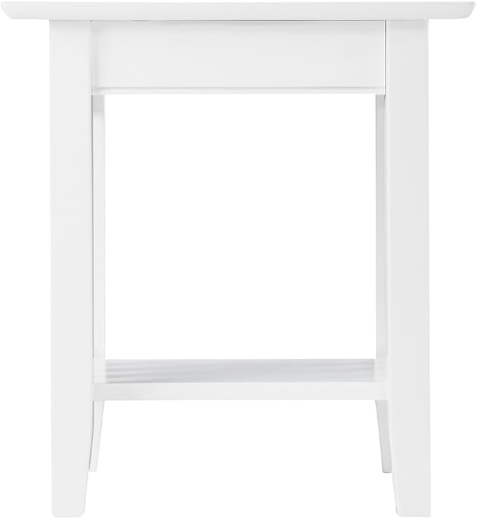 AFI, Mission End Table with Charging Station, White