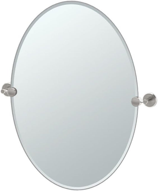 Gatco 4299 Latitude II Frameless Oval Mirror, Satin Nickel, 26.5 Inch