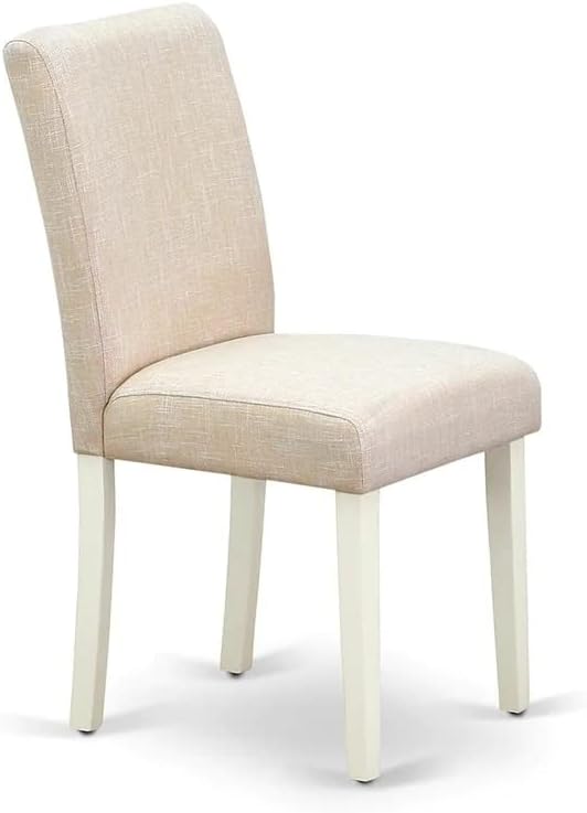 East West Furniture VAAB9-LWH-02 9 Piece Dining Room Set Includes an Oval Wooden Table with Butterfly Leaf and 8 Light Beige Linen Fabric Parson Dining Chairs, 40x76 Inch, Linen White