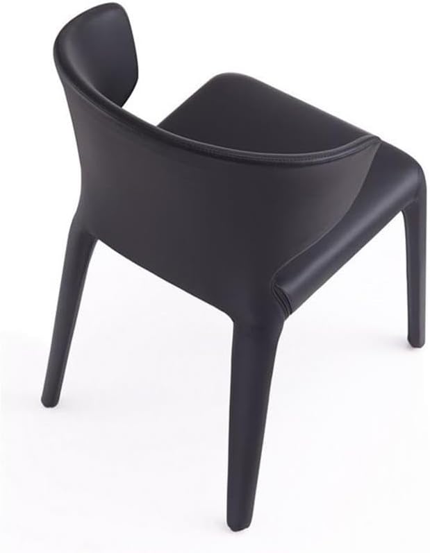 Manhattan Comfort Conrad Mid Century Modern Dining Chairs Woven Tweed Upholstered Kitchen Furniture with Contoured Back, Foam Padding & Metal Legs, Set of 2, Black
